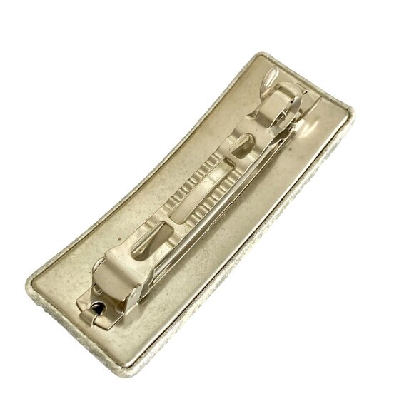 Vintage Gold Metallic Fabric Patina French Barrette 80s 90s Leeza Long Hair 3" - Picture 5 of 10